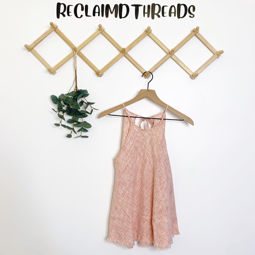 Cloth & Stone pink frayed halter tank top